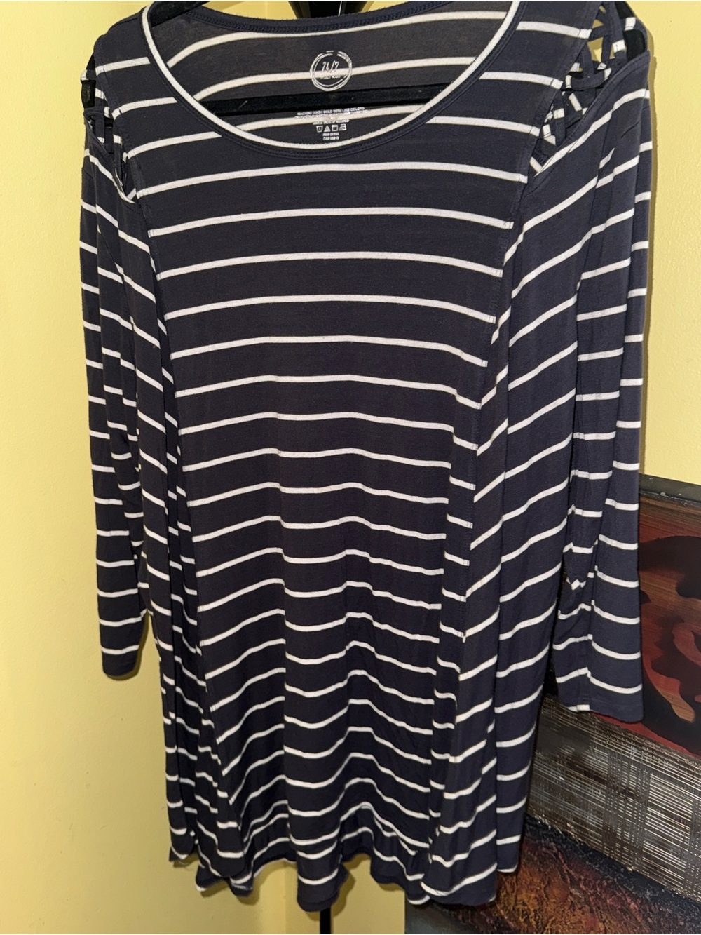Maurice’s Women’s Navy and White Striped Long Sleeve Top